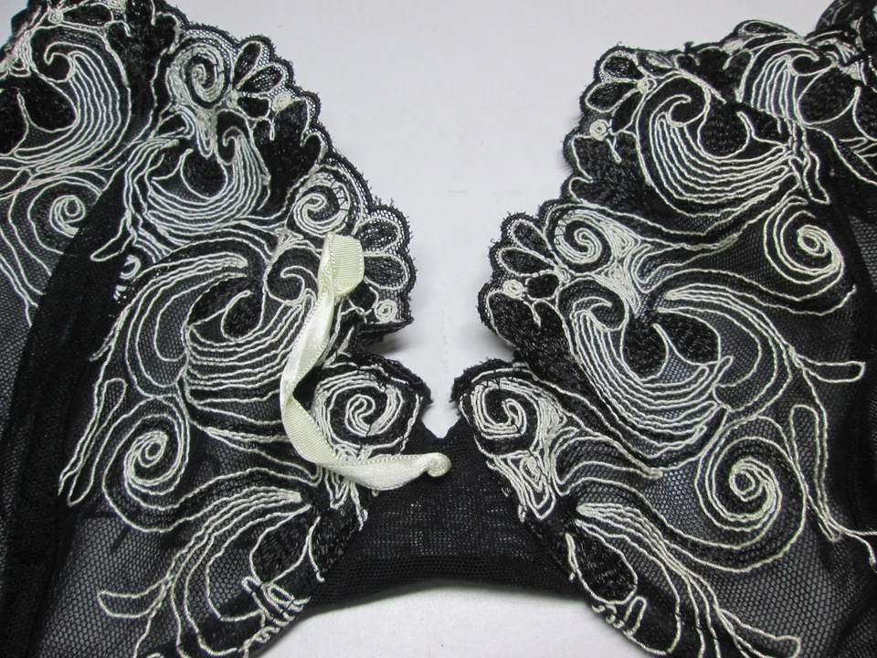 Sujetador Ellen Tracy Talla 34D Negro Con Aros Sin Forro Ajustable Encaje Transparente Floral Foto 3 de 4