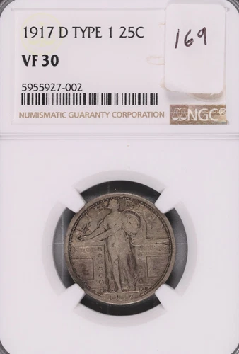 1917-D Type 1 Standing Liberty Silver Quarter NGC VF-30 #002