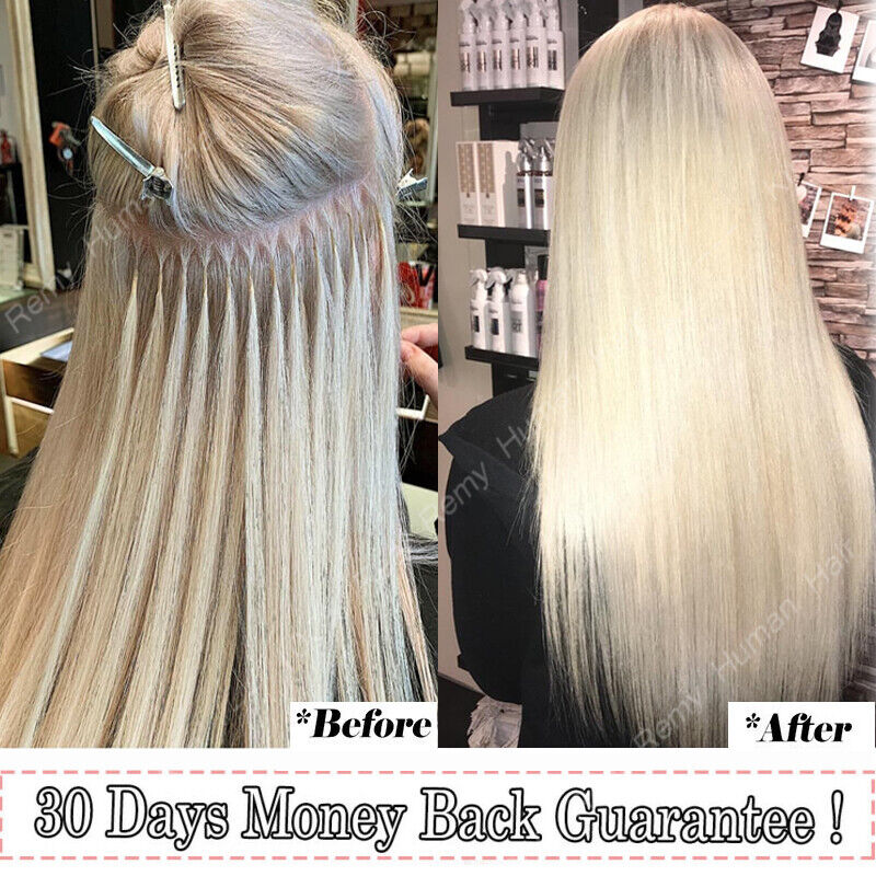 AAAAAA+ Micro Ring I TIP Stick Tip Real Remy Human Hair Extensions Bleach Blonde Popularny klasyczny, nowy