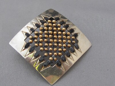 Fine SHARON M DONOVAN Studio Craft STERLING THREAD & GOLD BEADS Pin-Post Back