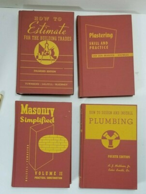 4 ATS Building Trades Textbooks Red Plumbing Estimating Plastering Masonry