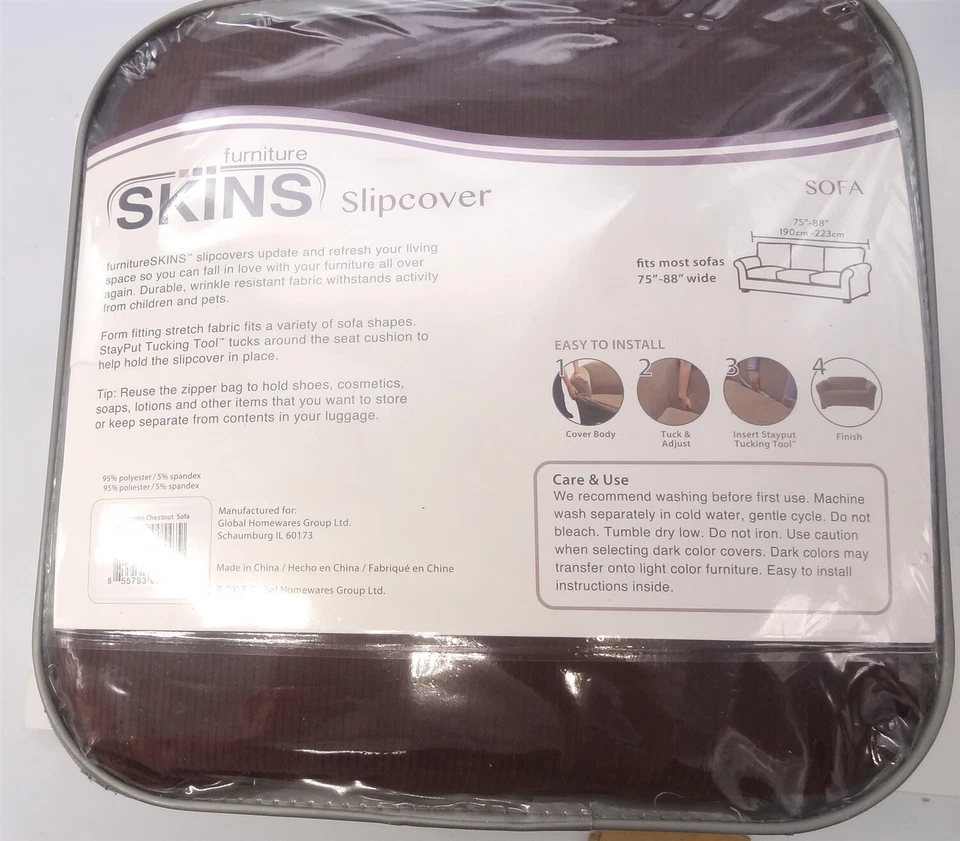 Furniture Skins Chestnut 2 piece Construction Sofa Slipcover Fits 75"-88"wide - Image 2 of 3