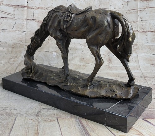 Friendship Between Horse and Faithful Dog Animal Lover Bronze Sculpture Figurine - Picture 5 of 10