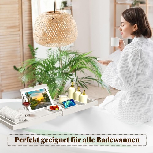 Badewannenablage aus Bambus verstellbares Badewannenbrett für Bücher Tablet C540 - Bild 2 von 6