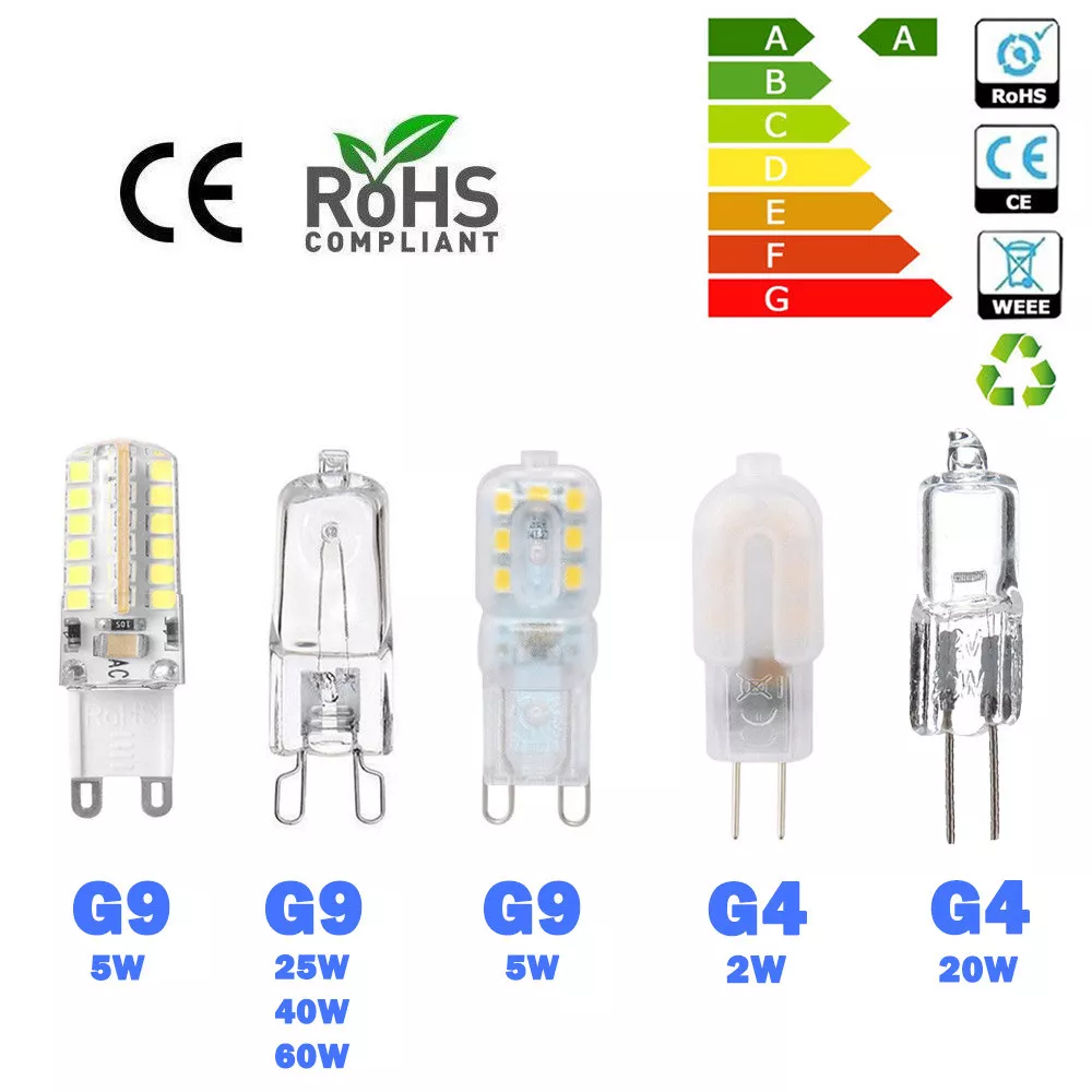 Lot 2 ampoules halogène capsule G9 42 W = 630 lumens blanc chaud HALO ECO