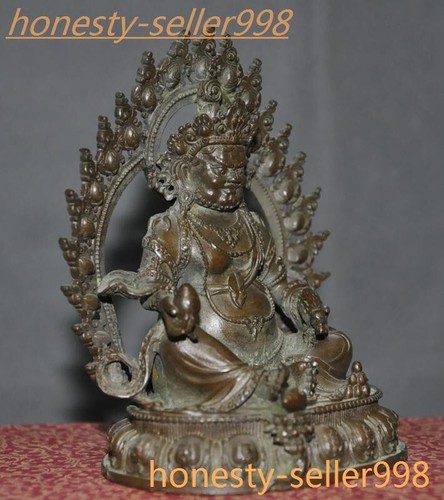 4.6'' Tibetan Buddhism pure bronze Yellow Jambhala God of Wealth Buddha statue - Picture 5 of 8