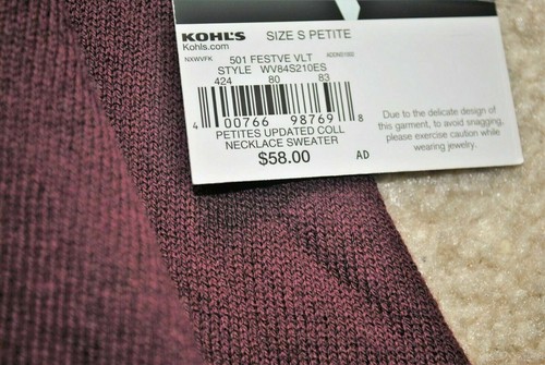 Simply Vera Vera Wang Women's Wine Red Embellished Long Sleeves Sweater - Sz PS - Picture 3 of 4