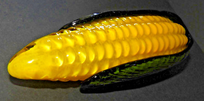 Vintage Glass Corn on the Cob Art Glass Murano Style Farmhouse Vegetable 8''