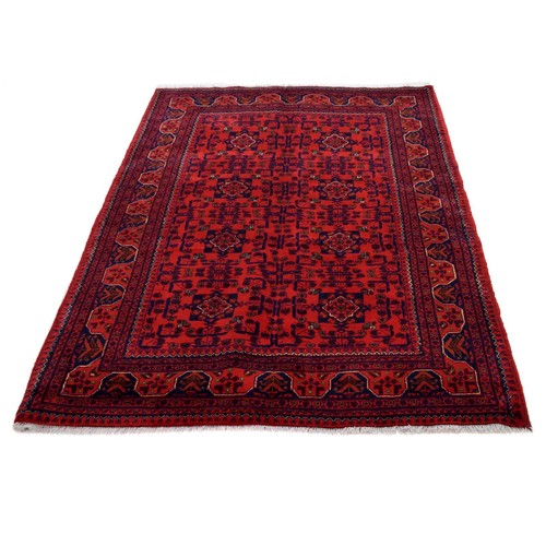 Oriental Hand-Knotted Tribal Rug 4'0x6'4 ft Afghan Khal Mohammadi Red Rug B30063 - Picture 7 of 8