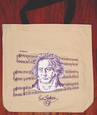 TOTE BAG FOR SHEET MUSIC OR SONG BOOKS New BEETHOVEN Ivory