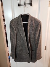 Mens Cricketeer Wool Jacket Blazer Suit Coat Grey Vintage 42L