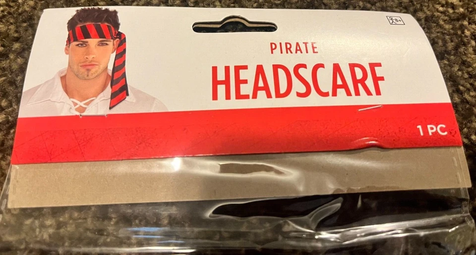 Pañuelo Pirata Negro Rojo Adulto Nuevo Disfraz Halloween Talla Única Foto 3 de 4