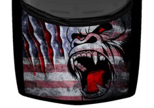 Grunge USA Flag Red Claw Marks Gorilla Truck Hood Wrap Vinyl Car Graphic Decal