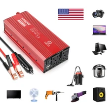 Car 2000W Peak DC 12V to AC 110V 120V Power Inverter Converter 2AC USB Trip Red