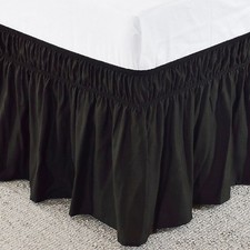3 Side Wrap Around Dust Ruffled Bed Skirt Solid Black 600 TC Cotton All Drops