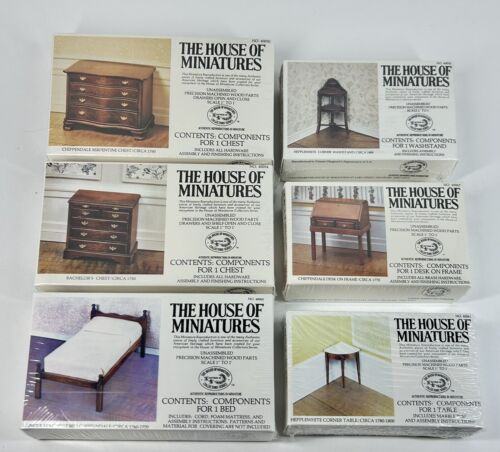House of Miniatures Dollhouse Chippendale Hepplewhite Table Bed Desk Chest 6 Lot