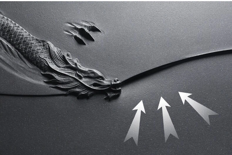  Tea Tray Hand Carved Dragon Engraved Black Stone Water Draining Tray For Teaset - Image 4 of 4