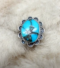 Vintage Native American Indian KINGMAN Turquoise Ring/Size 7 3/4