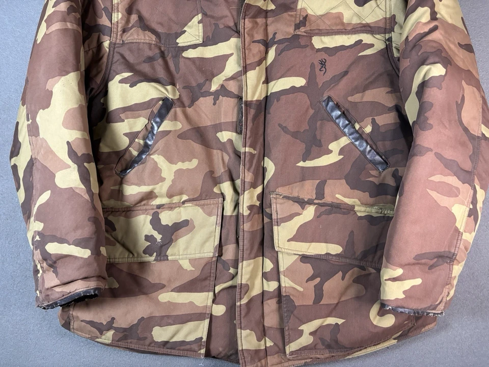 Vintage Browning Goose Down Puffer Camo Jacket Camouflage Coat Size Large 90s - Image 3 of 4
