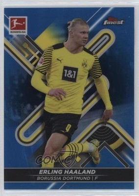 2021-22 Topps Finest Bundesliga Blue Refractor 100/150 Erling Haaland #42 14tf