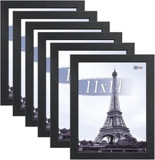 VCK 11x14 Picture Frames Black Set of 6 Wood Wide Border 1  R043