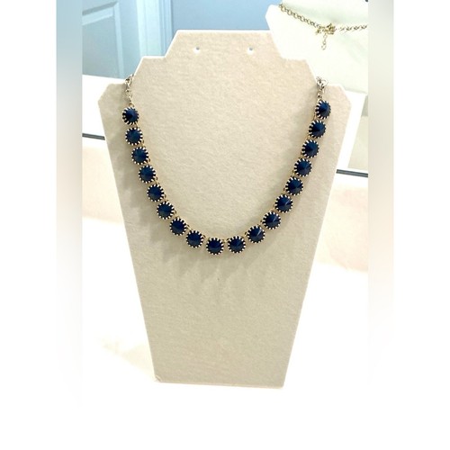J. Crew Venus Fly Trap Gold-Tone Necklace with Navy Blue Crystal Discs