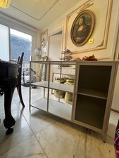 Homebase Metal Sideboard White with Glass Door (app. L 107cm (42") x H 80cm (31.