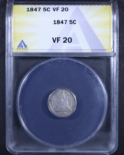 1847 Seated Liberty Half Dime - H10c ANACS VF20 - Nice Example!