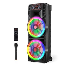 Dual 12" Bluetooth Party Speaker w/ Mic  Remote Control, FM Radio, TWS/USB/AUX