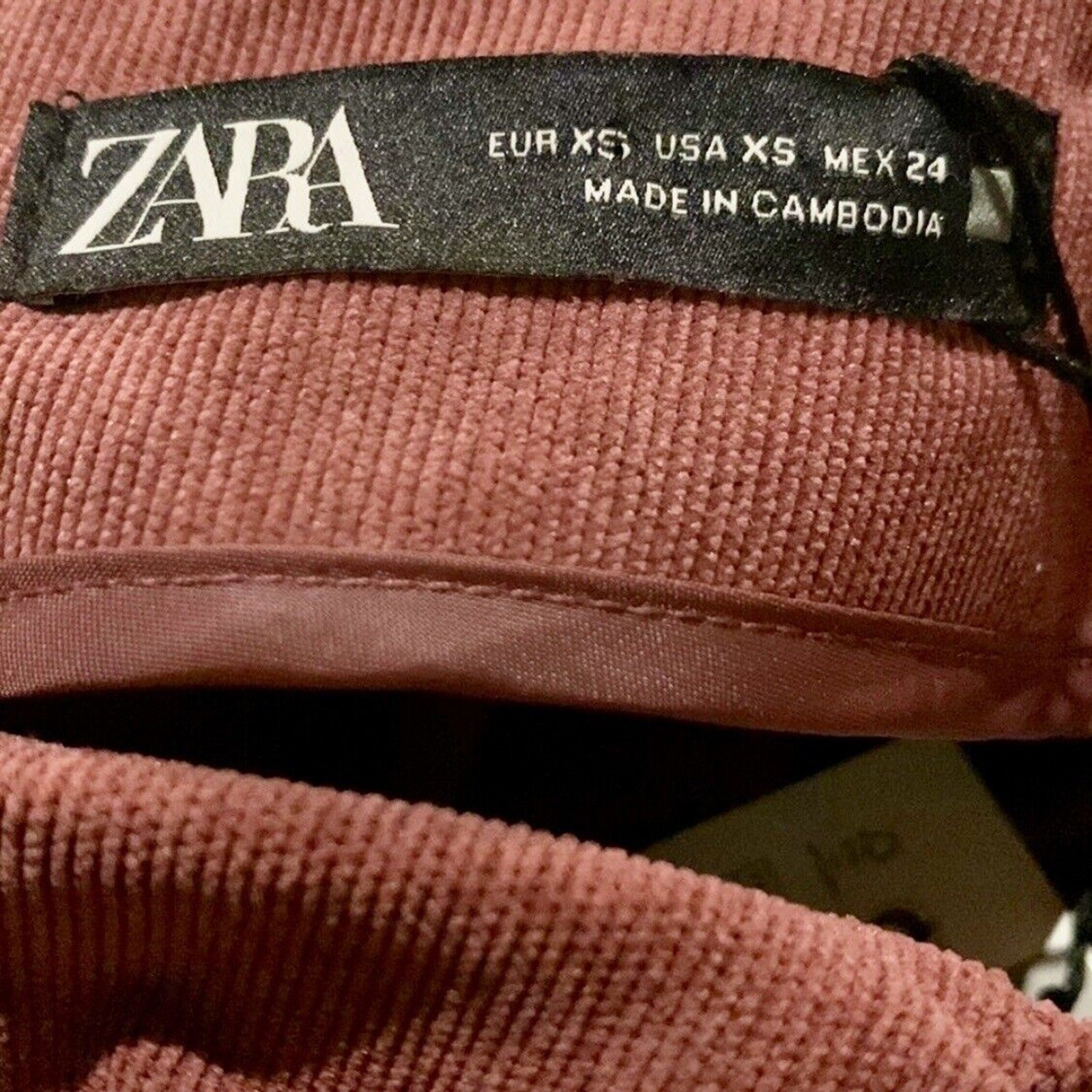 Zara Draped Ruched Corduroy Mini Skirt Dusty Rose Blush Color Size XS thumbnail 6