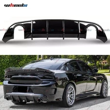 Rear Bumper Glossy Black Diffuser Lip PP Valance For 2015-23 Dodge Charger SRT