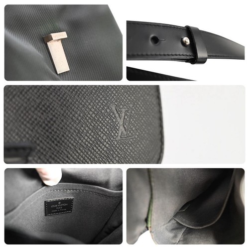 Louis Vuitton Taiga Shoulder Bag Black Black Leather Tote - Picture 8 of 9