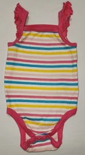 Koala Baby Girl Striped Pink Multicolor Ruffle Strappy Sleeves Bodysuit 9-12 M