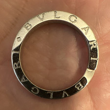 BVLGARI Silver Tone Round Logo Keyring Metal Designer Key Ring for Women