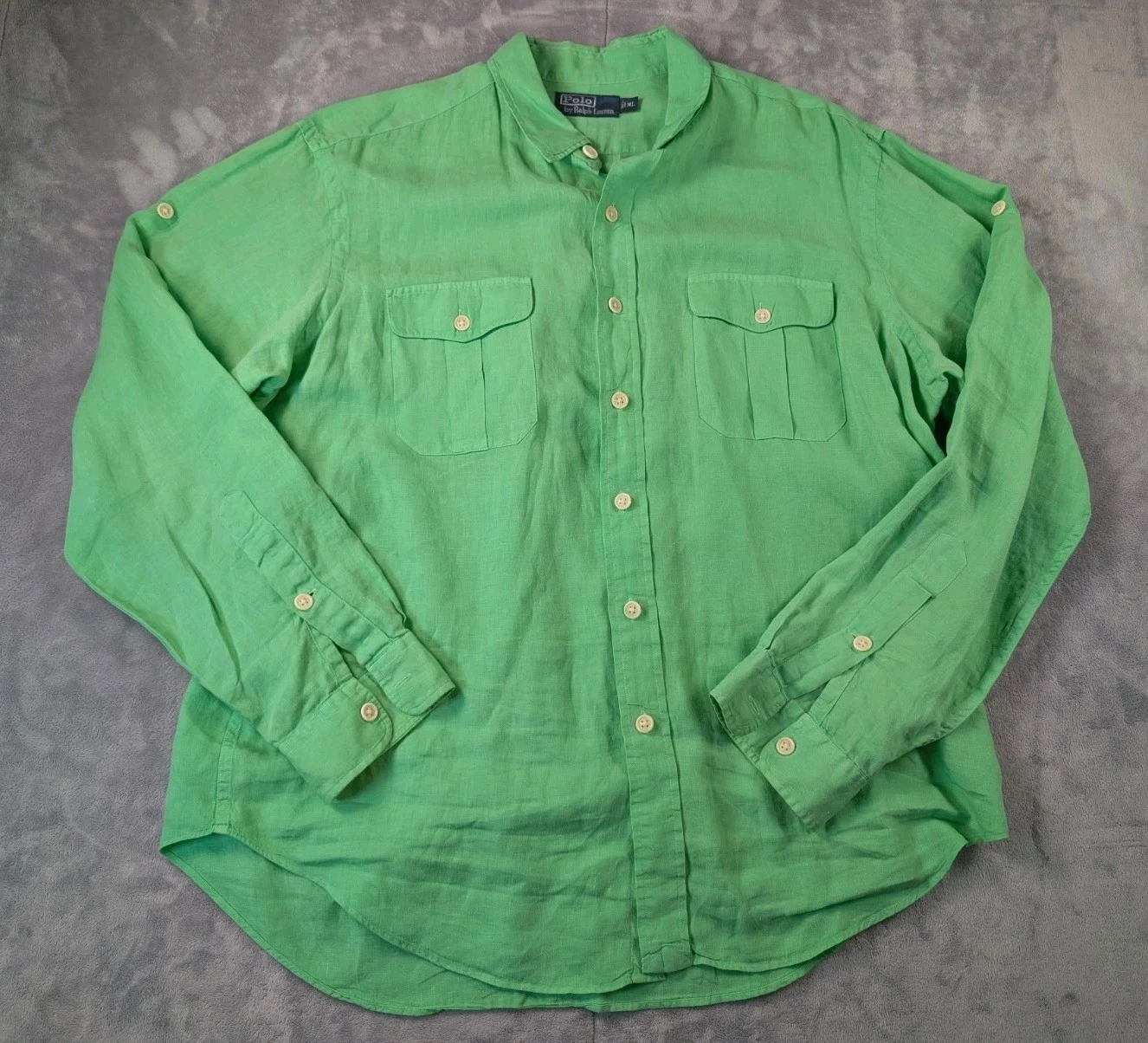 VINTAGE Polo Ralph Lauren 100% Linen Long Sleeve Button Shirt Green Men's XL
Opens in a new window o