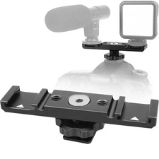 Chromlives Hot Shoe Mount Bracket Dual Cold Mount, 