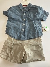 Vintage Specialty Baby Shirt With Shorts Set Blue/Tan 12 Months NEW With Tags