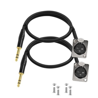 D Type Premium XLR Pass Through Cable 1.6FT 2 Pack 1/4 Inches TRS Male to XLR...