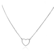 Dainty Gold Necklace for Women- 18K Gold/Silver 1pack-open-silvery open heart