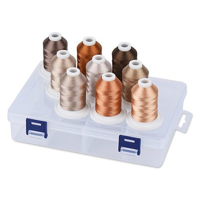 Embroidery Thread with Storage Box 800 Yards Snap Spools 9 Brown Colors for E...