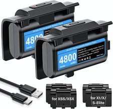 Rechargeable-Battery-Pack-for-Xbox-Controller, 2x4800mWh Batteries Pack Blue