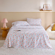 Cozy Soft 3-Piece Happy Bows Cotton Twin Pigment Printed Sheet Set