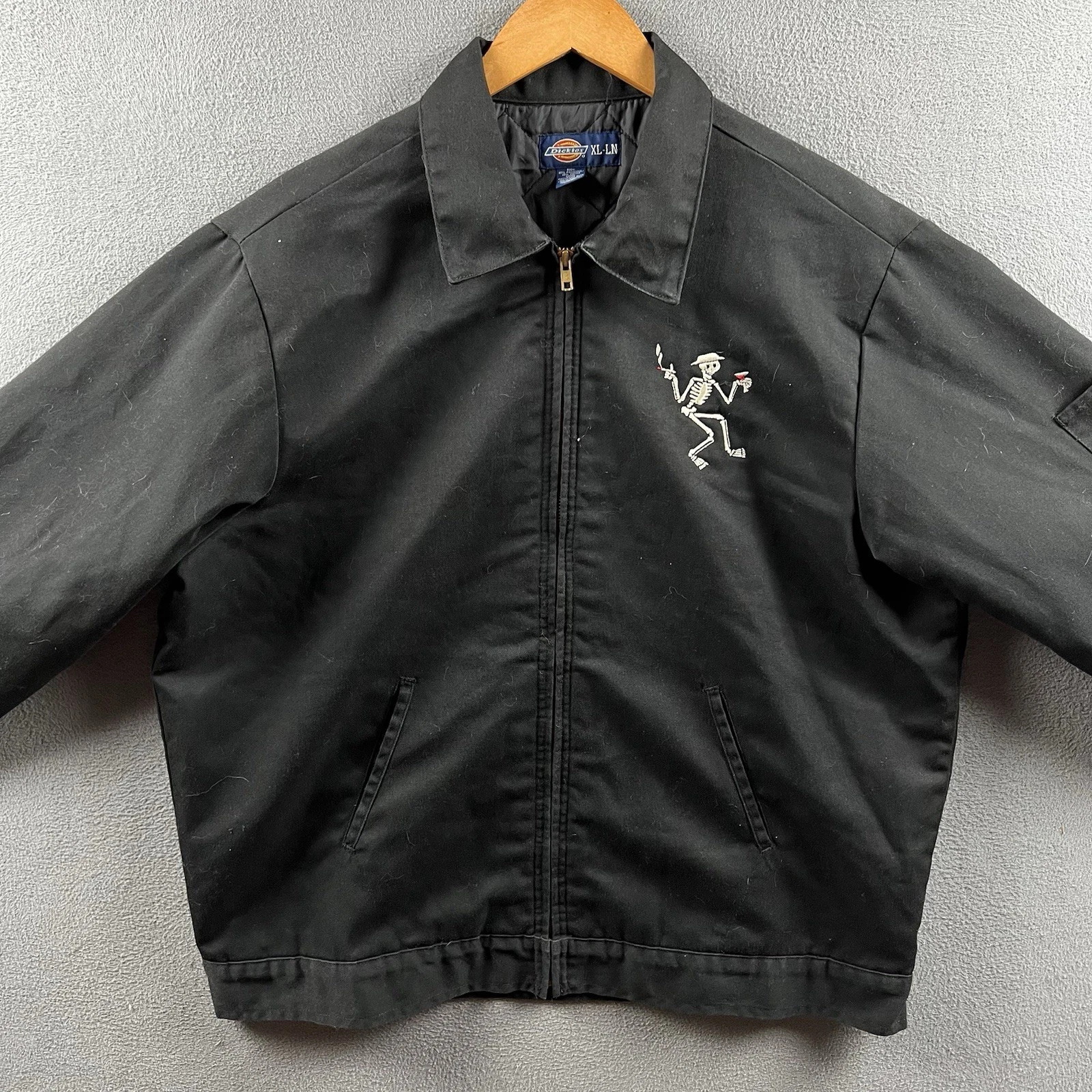 Vintage Dickies Social Distortion Jacket Mens XL Black Lined Skully 90s Workwear image 3