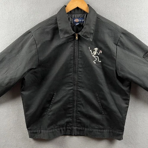 Vintage Dickies Social Distortion Jacket Mens XL Black Lined Skully 90s Workwear image 3