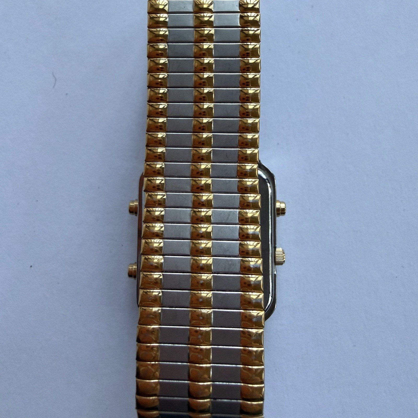 Elgin Two-Tone Rectangular Quartz Watch Stretch B… - image 4