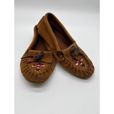 Minnetonka Beaded Thunderbird Leather Driver Moccasins Youth 3