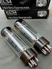 2 Electro Harmonix EL34 6CA7 Power Tubes Gray Plates O Getters Tests Strong
