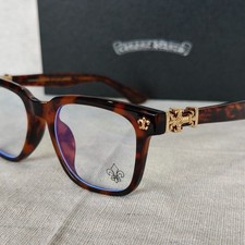 Chrome Style Hearts Eyeglasses Brown Golden Unisex Classic Eyewear,w/ Free Case