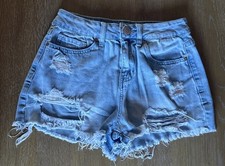 YMI High Rise Dream Fit Size 3/26 Factory Distressed Shorts Light Denim Stretch