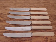 Vintage ART DECO Set 6 Faux Bone Handle TEA / BUTTER KNIVES - Unity of Sheffield